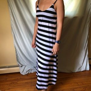 Black and white striped dress